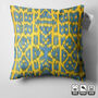 Yellow And Blue Hand Woven Ikat Cushion Cover, thumbnail 3 of 7