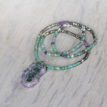 Long Amethyst And Emerald Necklace, 7 of 12