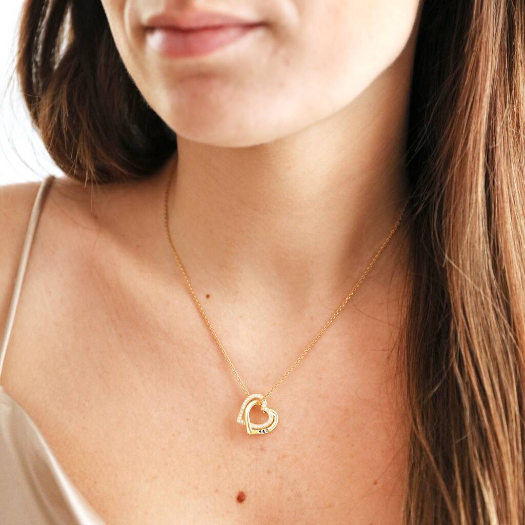 Personalised Sterling Interlocking Gem Hearts Necklace By Lisa Angel |  notonthehighstreet.com