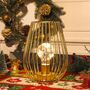 Gold Metal Cage Cordless Lantern Lamp, thumbnail 4 of 6