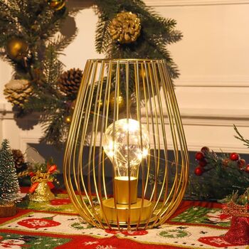 Gold Metal Cage Cordless Lantern Lamp, 4 of 6