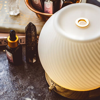 Frosted Swirl Glass And Bamboo Aroma Diffuser – 400ml, 2 of 3