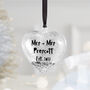 Personalised Newlywed Silver Heart Christmas Bauble, thumbnail 5 of 8