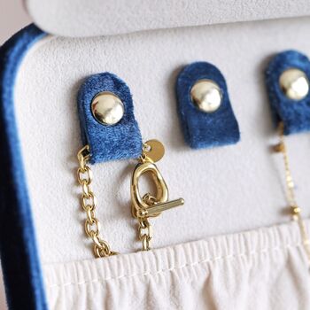 Navy Blue Velvet Rectangular Travel Jewellery Case, 7 of 9