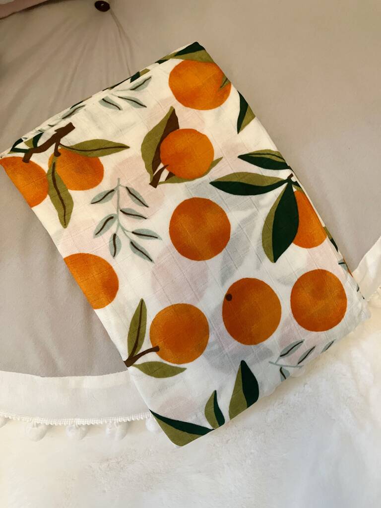 New Baby Gift, Extra Large Orange Print Baby Muslin By Mini and Me ...