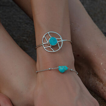 Single Turquoise Beaded Chain Silver Bracelet, 5 of 5