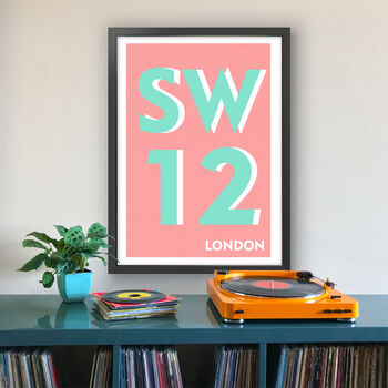 Sw12 Balham, Clapham South London Postcode Art Print, 2 of 10