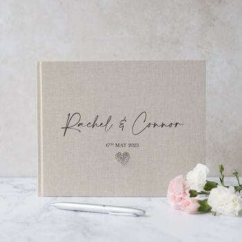 Personalised Wedding Guest Book With Jewel, 8 of 10