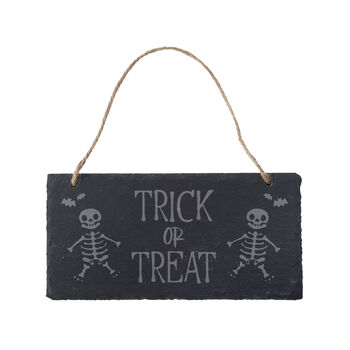 Hanging Illustrated Slate Sign 'Trick Or Treat', 2 of 2