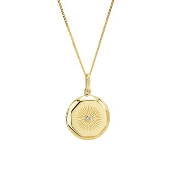 Gold Plated Cz Round Locket On Curb Chain, 2 of 5