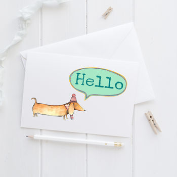 Hello Sausage Dog Greeting Card, 4 of 4