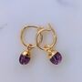 July Birthstone Earrings, Ruby, Gold Plated, thumbnail 1 of 4