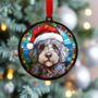Labradoodle Grey In Santa Hat Suncatcher Decoration, thumbnail 3 of 5