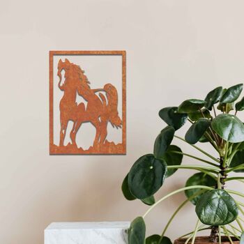 Rusted Metal Horse In Frame Metal Horse Wall Art, 10 of 11