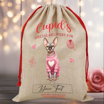 Personalised Valentine Cat Love Heart Sack, 12 of 12