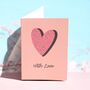 With Love Pink Heart Greeting Card, thumbnail 2 of 2
