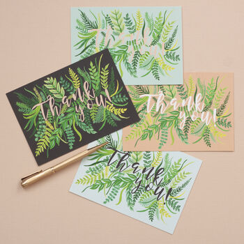 Thank You Notelet Pack Of Eight Foliage Pattern, 8 of 10
