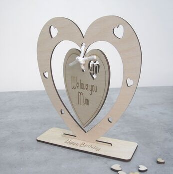 Personalised Wood Hanging Heart Card, 3 of 5