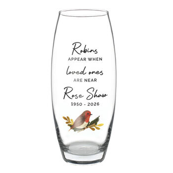 Personalised Robin Bullet Vase For Memorial, 5 of 6