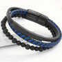 Personalised Men's Black Stone And Blue Cord Bracelet, thumbnail 1 of 5