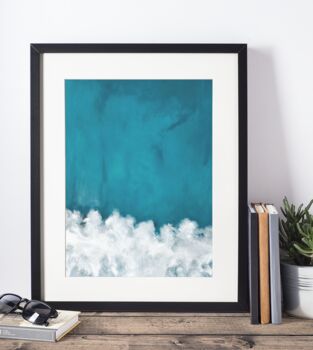 Blue Ocean Wave Coastal Art Print, 3 of 11
