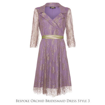 Bespoke Lace Bridesmaid Dresses In Orchid, 4 of 7