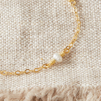 Gold Plated Silver And Pearl Friendship Chain Bracelet, 7 of 9
