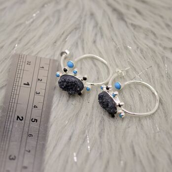 Black Onyx, Agate, Turquoise Earrings, Sterling Silver, 5 of 8