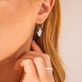 Stone Heart And Micro Flower Hoop Earrings, thumbnail 3 of 6