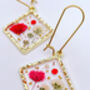 Real Flowers Diamond Drop Earrings Small Hand Made, thumbnail 3 of 10