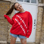 North Pole Skate Patrol Women's Christmas Jumper In Red, thumbnail 2 of 4