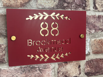 Personalised House Number And Road Foliage Design House Sign Acrylic, 5 of 7