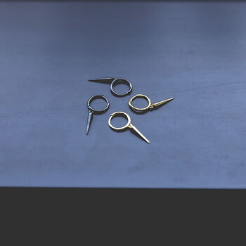 Minimalist Spike Hoop Earrings Everyday Jewellery S925, 9 of 10