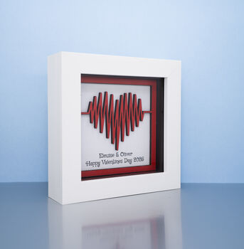 Personalised Valentine’s Day Gift Red Heartbeat Love Small Frame, 2 of 4