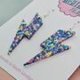Blue, Pink And Yellow Lightning Bolt Earrings Small And Large, thumbnail 7 of 7
