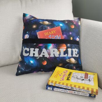 Personalised Kids Reading Book Cushion With Pocket, 6 of 12