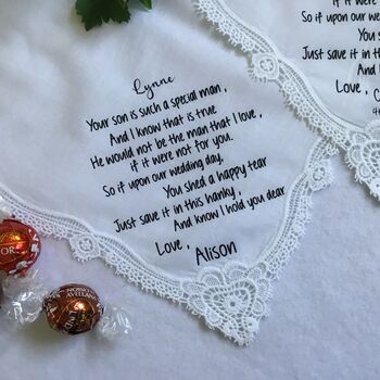 Mother Of The Groom Custom Hanky Gift From Bride, 4 of 7