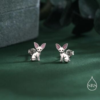 Fennec Fox Stud Earrings In Sterling Silver, 3 of 11