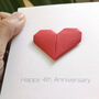 Personalised 4th Linen Anniversary Origami Heart Card, thumbnail 4 of 6