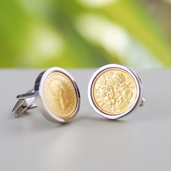Luxury Sixpence Coin Cufflinks 1947 1967, 2 of 7