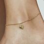 Initial Heart Anklet In Silver Or 18ct Gold Vermeil, thumbnail 1 of 6