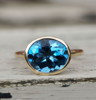 Blue Topaz Stacking Ring In 9ct Yellow Gold, 3 of 5