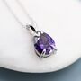 Sterling Silver Amethyst Purple Pear Cut Cz Necklace, thumbnail 2 of 12