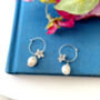 Sterling Silver Flower And Pearl Drop Hoop Earrings, thumbnail 10 of 10