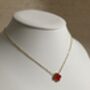 Gold Plated Red Single Clover Necklace, thumbnail 3 of 7