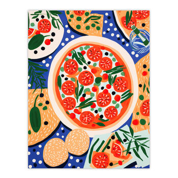 Margherita Mezze Pizza Kitchen Vibrant Wall Art Print, 6 of 6