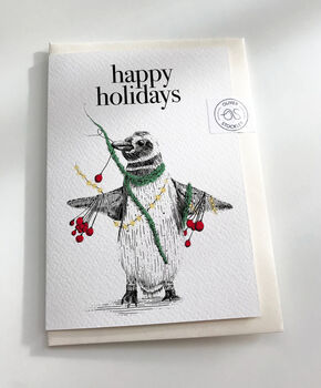 Penguin Holiday Christmas Card, 4 of 7