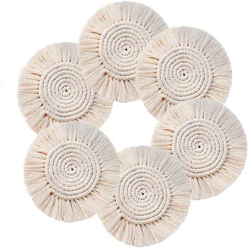 Pack Of Six Woven Macrame Coasters Placemats, 4 of 4