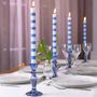 Blue And White Stripe Dinner Candles, thumbnail 2 of 4