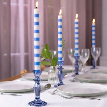 Blue And White Stripe Dinner Candles, 2 of 4